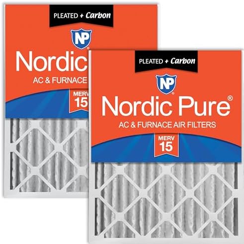 Nordic Pure 20x25x4 Pleated MERV 15 Plus Carbon Air Filters 2 Pack by NordicPure