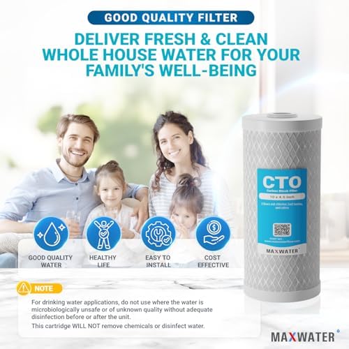 Max Water 10 x 4.5 Whole House Water Filter System Replacement CTO Cartridge | Premium Coconut Shell 5 Micron Activated Carbon | Compatible with FXHTC, FC15B WFHDC8001 CB-BB-10 EP-BB CTO10BB (1 Pack) - Image 6