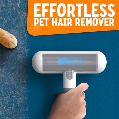 Triton Travel Pet Hair Removal Tool w/Fur Trapping Compartment and Detachable Handle, 60% Smaller Storage Size, Reusable Shedding Roller, Cat and Dog Hair Remover for Furniture, Couch (Gray/White) - Image 2