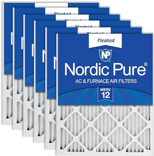 Nordic Pure 16x20x1 (15 1/2 x 19 1/2 x 3/4) Pleated MERV 12 Air Filters 6 Pack by NordicPure