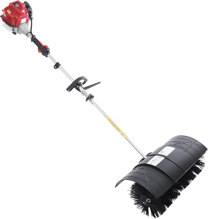 Gas Handheld Sweeper, 4-Stroke Gas Power Walk Behind Sweeper, Portable Handheld Sweeper, Artificial Grass Power Brush Lawn Sweeper Cleaner Tools for Sweeping Driveway Grass Patio Snow Clean, 1000W