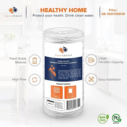 Aquaboon 1 Micron 10 x 4.5 String Wound Water Filter Cartridge 20-Pack - Image 4