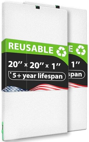 REair 20x20x1 Air filter Pro Kit, Washable and Reusable Air Filter 20x20x1 for AC HVAC Furnace, MERV 8 Air Filters Machine Washable & Dryer Friendly, AC Furnace Air Filter, Include 2 Filters&1 Frame by Reair