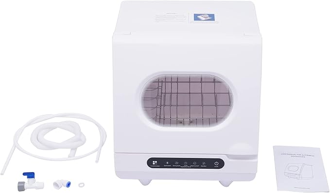 Portable Countertop Dishwasher,1.2KW Mini dishwasher with 5 Washing Programs & Basket,360° Dual Spray, Hold 2‑6 Sets Of Dishes,72℃ Rotating Spray,for Baby Care, Glass & Fruit Wash