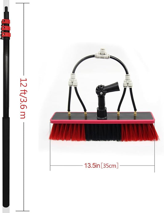 12ft-36ft Telescopic Window Cleaning Pole with Water Fed Brush - Extendable Cleaner for Conservatory Roofs High Reach Cleaning Tools for Easy Window Maintenance