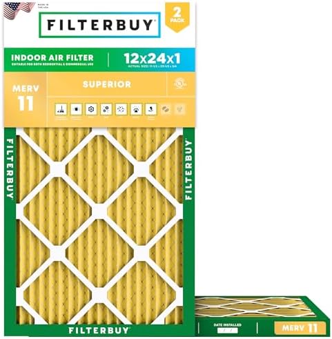 Filterbuy 12x24x1 Air Filter MERV 11 Pet & Allergy Defense (2-Pack) by Filterbuy
