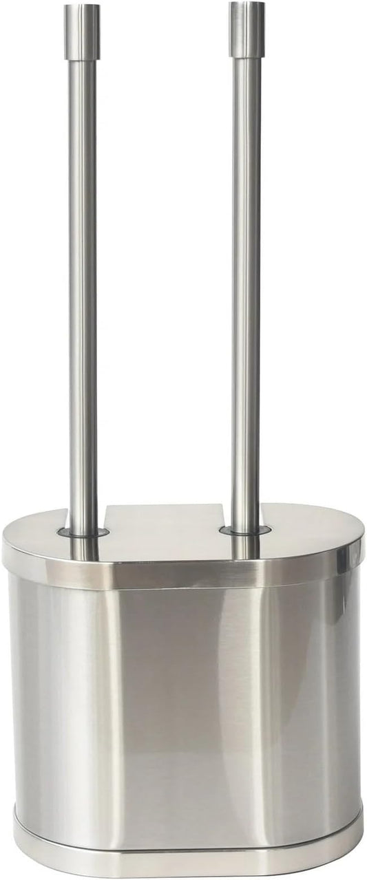 Metal Toilet Bowl Brush and Plunger Set – Toilet Brush, Bathroom Cleaning Tool, Toilet Plunger for Home and Bathroom, Brushed Nickel