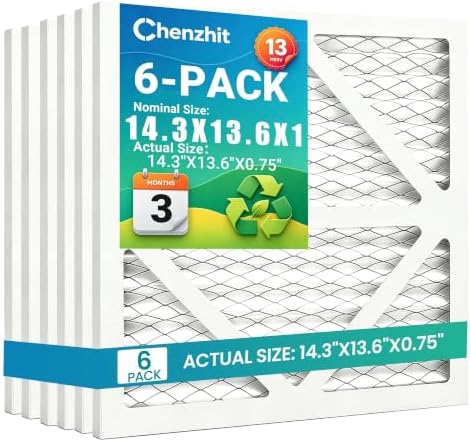(6 Pack) 14.3x13.6x1 Air Filter, MPR 1900 & FPR 10, MERV 13 Pleated air scrubber filter, Compatible with alorair air scrubber PureAiro HEPA Pro, PureAiro HEPA Max 770, 870, 970 by Chenzhit