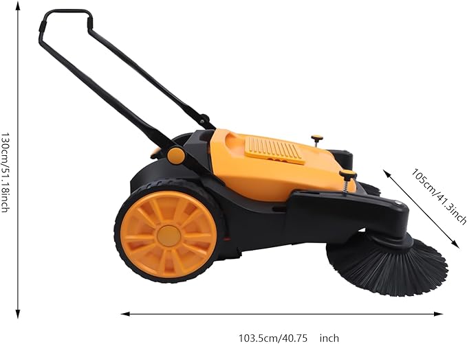 41'' Push Sweeper Street Floor Road Sweeper Large Area Outdoor Commercial Push Cleaning Tool with Directional Feet Adjustable Handle and Brush Head for Garages, Driveways, Hotel