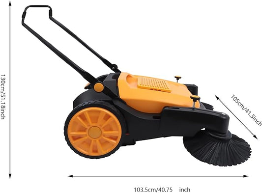 41'' Push Sweeper Street Floor Road Sweeper Large Area Outdoor Commercial Push Cleaning Tool with Directional Feet Adjustable Handle and Brush Head for Garages, Driveways, Hotel