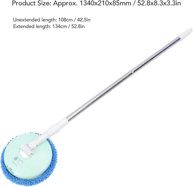 Electric Car Cleaning Brush, Telescopic Handle Cordless Cleaning Brush Scrubber Automatic Rotating Car Wash Brush Mop Cleaning Tool for Home Car Glass Tile Floor (Green)