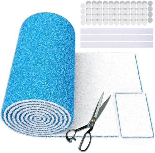 UBeesize Air Vent Filters, 12" x 90" Cut to Size Air Filter Material (35+ Filters), MERV 8 Triple Vent Filter Kit for Home Floor, Grilles, Ceiling, HVAC Furnace Vent, With 48PCs Adhesive Hook Tape by UBeesize