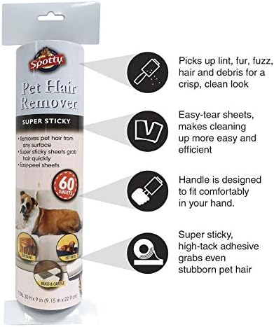 Spotty Supersize Extra Sticky, Adhesive Lint Roller Refill, Pet Cat & Dog Hair Remover for Clothes and Furniture, 60 Sheet ct (Pack of 6) - Image 3