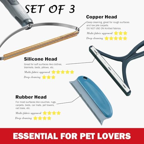 Pet Hair Remover 3-Pack, Reusable Dog & Cat Hair Removal Tools, Lint Shaver | Remove Stubborn Pet Hair, Multi-Fabric Safe, Fur & Lint Cleaner for Couch, Carpets, Cat Trees, Car Mats, Furniture, Pet Bed - Image 2