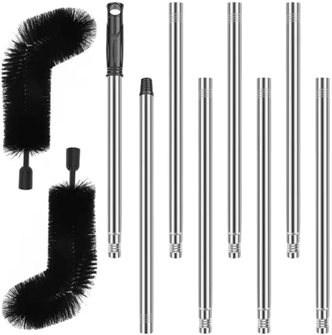 Telescopic Gutter Cleaning Tool With Flexible, Bendable Brush Head For Efficient Removal Of Leaves And Debris From Roofs
