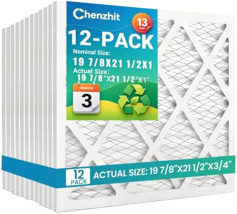 (12- Pack) 19 7/8x21 1/2x1 Air Filter, MPR 1900 & FPR 10, MERV 13 Pleated Air Filter (Actual Size: 19 7/8"x21 1/2"x3/4") by Chenzhit
