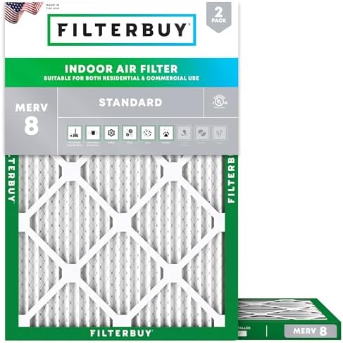 Filterbuy 19.5x20.5x1 Air Filter MERV 8 Dust & Allergy Defense (2-Pack) by Filterbuy