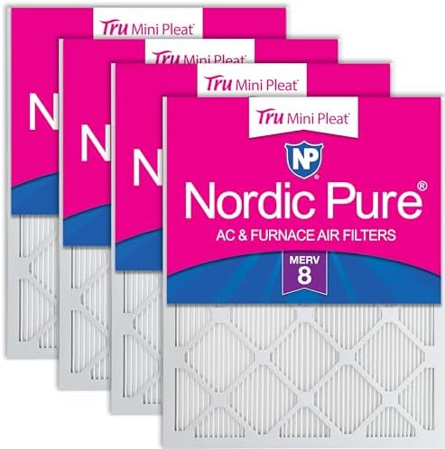 Nordic Pure 20x20x1 Tru Mini Pleat MERV 8 AC Furnace Air Filters 4 Pack by NordicPure