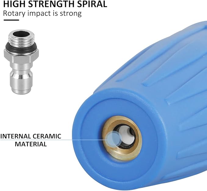 Pressure Washer Turbine Head 4000 PSI Professional Turbine Head Spray Nozzle 360 Degree Rotating Pressure Washer Nozzle 1/4inch Quick Connect for Cleaning Brick Concrete