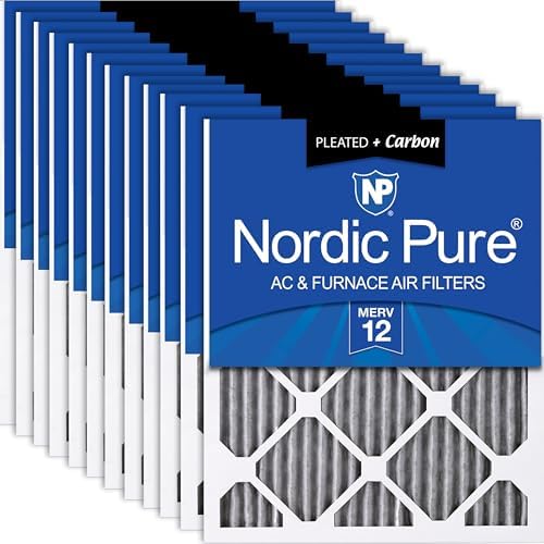 Nordic Pure 18x25x1 Pleated MERV 12 Plus Carbon Air Filters 12 Pack by NordicPure