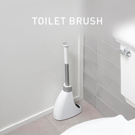 simplehuman Toilet Brush with Caddy, Stainless Steel, White