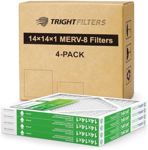 TRIGHTFILTERS 14x14x1 Air Filter 4 Pack, MERV 8 Pleated HVAC Furnace Filter by TRIGHTFILTERS