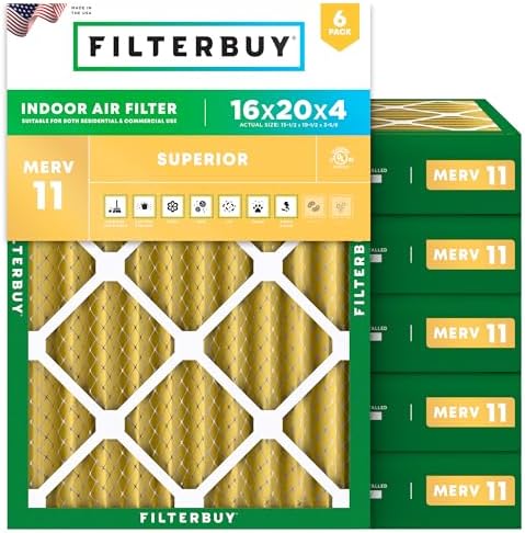Filterbuy 16x20x4 Air Filter MERV 11 Pet & Allergy Defense (6-Pack) by Filterbuy