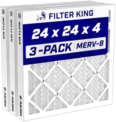 Filter King 24x24x4 Air Filter MERV 8, AC Furnace Filters (3-Pack) by FilterKing