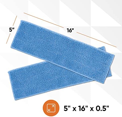 Superio Microfiber Mop Replacement Head, 16 inch Damp Mop Pad Refill for Miracle Mop Dusting and Spray Mop, attaches to Velcro mop(2 Pack)