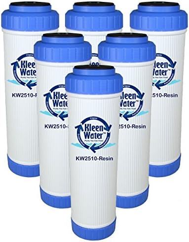 Kleenwater KW2510-Resin Filter Cartridge Replacement 6 Pack, for KW2510HW-KW2510-resin-Dish-Kit Filtration System by KleenWater