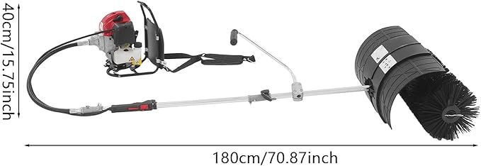 52CC 2 Stroke Gas Powered Backpack Broom Sweeper, 1700W 2.3HP Handheld Sweeper Sweeper Broom, Air-Cooled Walk Behind Snow Sweeper, Outdoor Driveway Turf Lawns Artificial Grass Brush Cleaning Tools