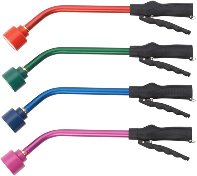 Dramm Touch-N-Flow Rain Wand – 16” Long, Red – Full Watering Flow with Trigger-Style Shut-Off Valve & Lock – High-Flow, Gentle Spray for Gardens, Hanging Baskets & Flowerbeds