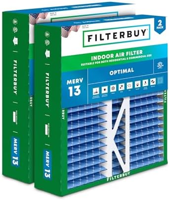 Filterbuy 16x22x5 Air Filter MERV 13 Smoke & Allergy Defense (2-Pack) by Filterbuy