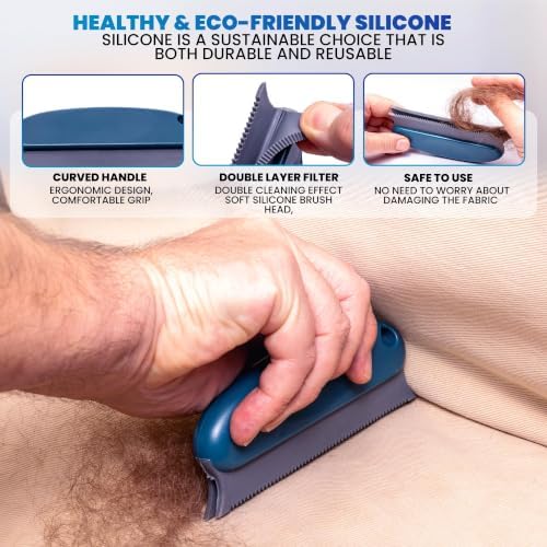 2-Pack Pet Hair Removal Tool, Lint Remover, Carpet Scraper & Shaver for Clothes and Carpets, Dog & Cat Hair Remover with Carpet Rake for Cars, Rugs, Sofas, and Furniture - Image 3