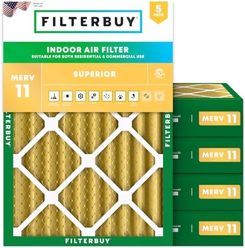 Filterbuy 16x20x4 Air Filter MERV 11 Pet & Allergy Defense (5-Pack) by Filterbuy