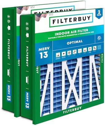 Filterbuy 24x24x5 Air Filter MERV 13 Smoke & Allergy Defense (2-Pack) by Filterbuy