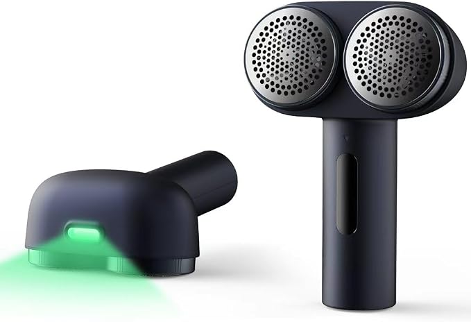 Nesugar Dual-Head Fabric Shaver, Electric Lint Remover with Green Light | 3 speed settings, honeycomb mesh protection & green light identification. Ideal for sweaters, coats, couch & linens. by Nesugar
