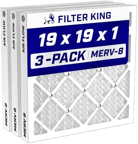 Filter King 19x19x1 Air Filter MERV 8, AC Furnace Filters (3-Pack) by FilterKing