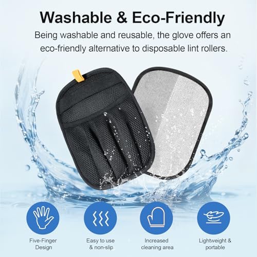 2Pcs Pet Hair Removal Gloves Cat & Dog, Electrostatic Reusable Remover Tool | Upgraded washable 5-finger pet hair remover works for laundry, couch, carpet & car seat, easily removes dog and cat fur. - Image 5