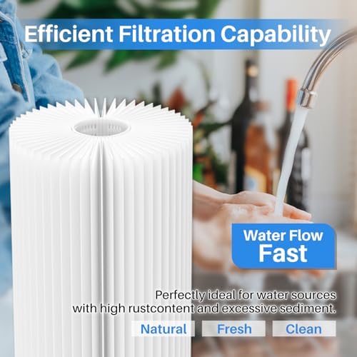 ICEPURE 20 Micron 20" x 4.5" Whole House Pleated Sediment Filter, 2Pack - Image 5