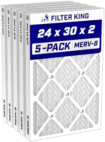 Filter King 24x30x2 Air Filter MERV 8, AC Furnace Filters (5-Pack) by FilterKing