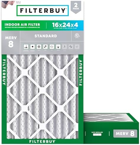 Filterbuy 16x24x4 Air Filter MERV 8 Dust & Allergy Defense (2-Pack) by Filterbuy