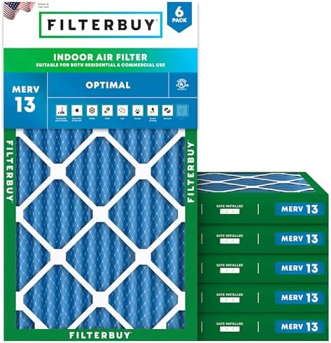 Filterbuy 10x20x2 Air Filter MERV 13 Smoke & Allergy Defense (6-Pack) by Filterbuy