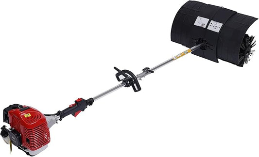 Handheld Sweeper, 2-Stroke Gas Power Sweeping Broom Single Cylinder Driveway Turf Artificial Grass Snow Clean Sweeper Cleaner Tools Suitable for Walkway Cleaning Boulevards and Driveway(52cc)