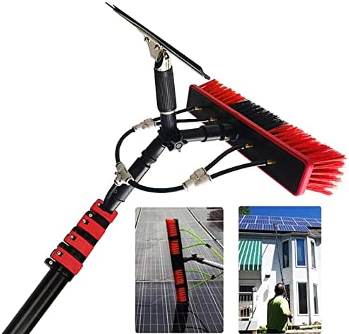 Window Cleaning Kit 4M-12M, Telescopic Water Fed Pole with Squeegee & Brush, Extendable Roof & Glass Cleaner for Solar Panels & Outdoor Windows