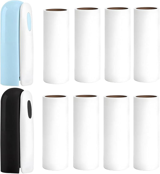 Mini Travel Lint Roller with 300 Sticky Sheets, Compact Portable Pet Hair Remover with Cover for Clothes, Travel, Small Foldable Lint Roller for Purse Car Bag Essentials (Black and Blue) by Nueknp