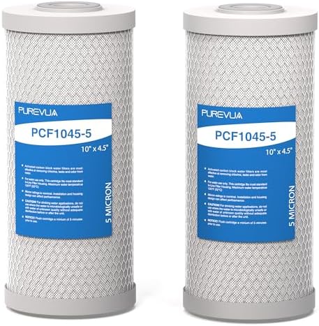 5 Micron 10" x 4.5" Whole House CTO Carbon Water Filter Cartridge by Purevua