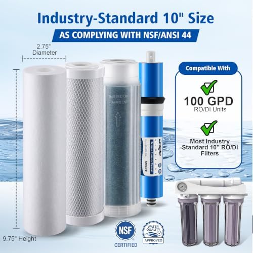 RO/DI Filter Kit Compatible with Aquatic Life & 10in RO/DI Systems,100 GPD - Image 2