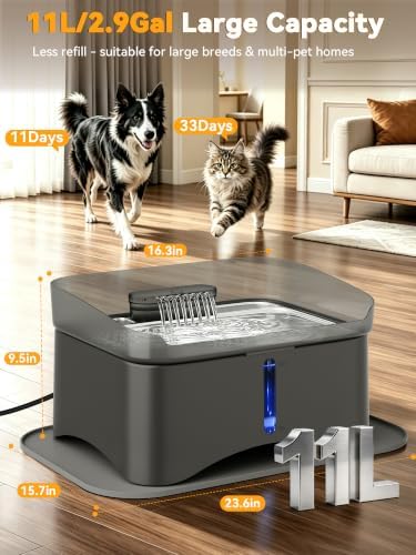 11L Elevated Dog Water Fountain No-Spill with 4 Heights Adjustable - Image 3