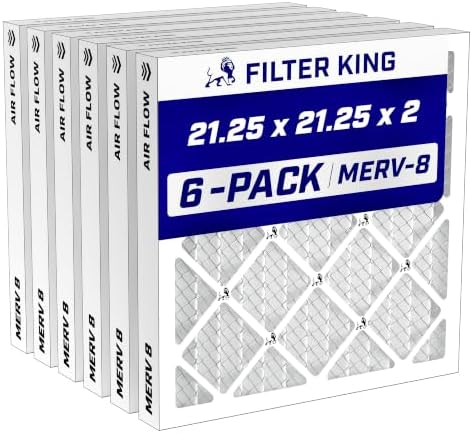 Filter King 21.25x21.25x2 Air Filter MERV 8, AC Furnace Filters (6-Pack) by FilterKing